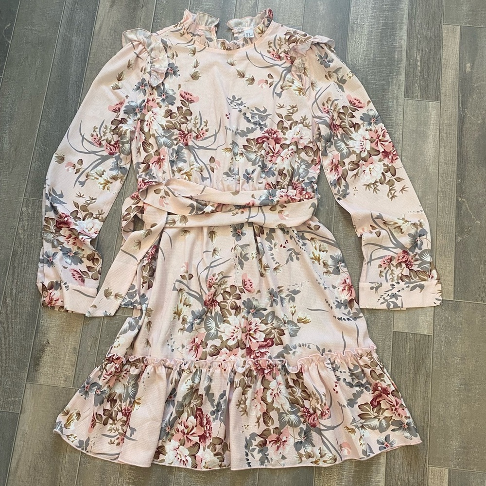 Floral printed tie dress